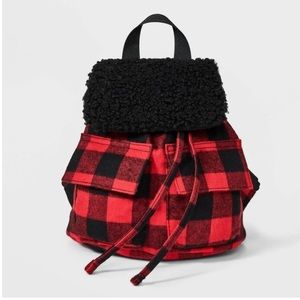 Girls 10.25" Buffalo Plaid Mini Backpack - Cat & Jack Red